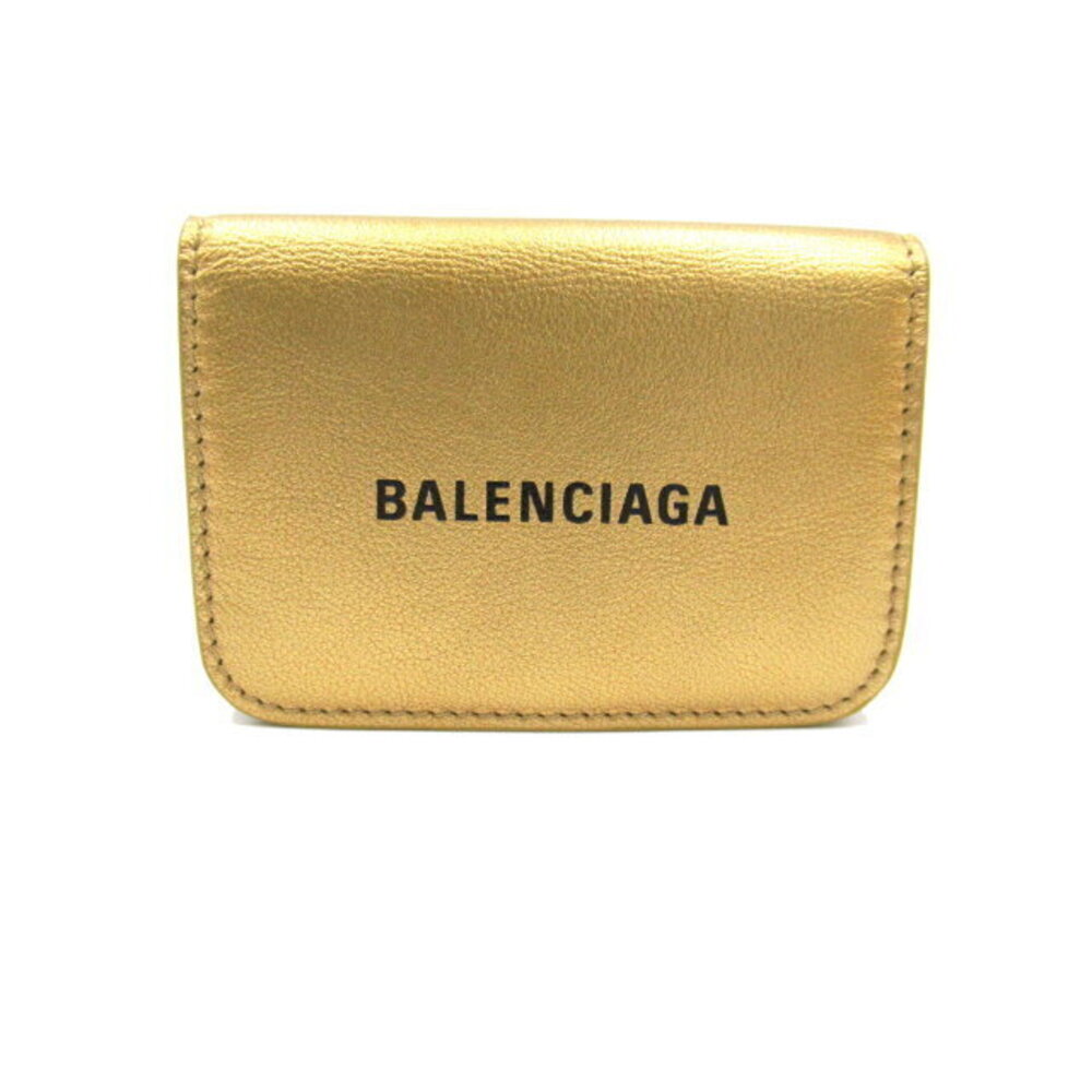 Balenciaga Leather Tri fold Gold CASH Wallet - Picture 2 of 8